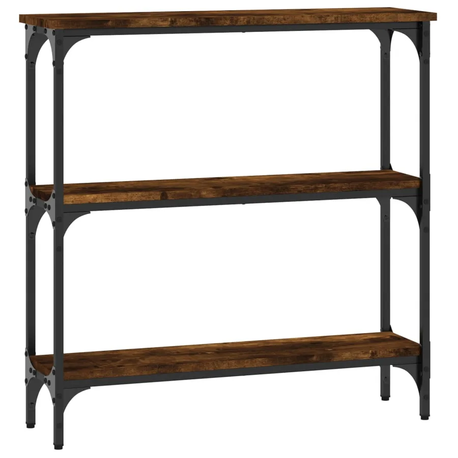 Table console chêne fumé 75x22,5x75 cm bois d'ingénierie - 2