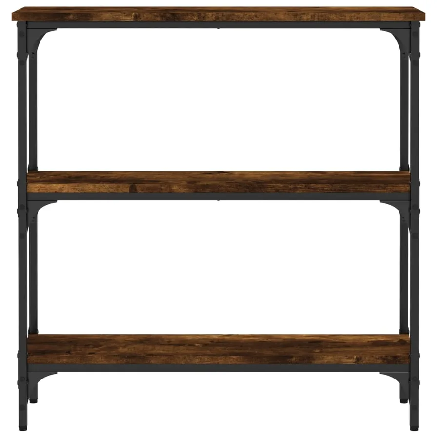 Table console chêne fumé 75x22,5x75 cm bois d'ingénierie - 4