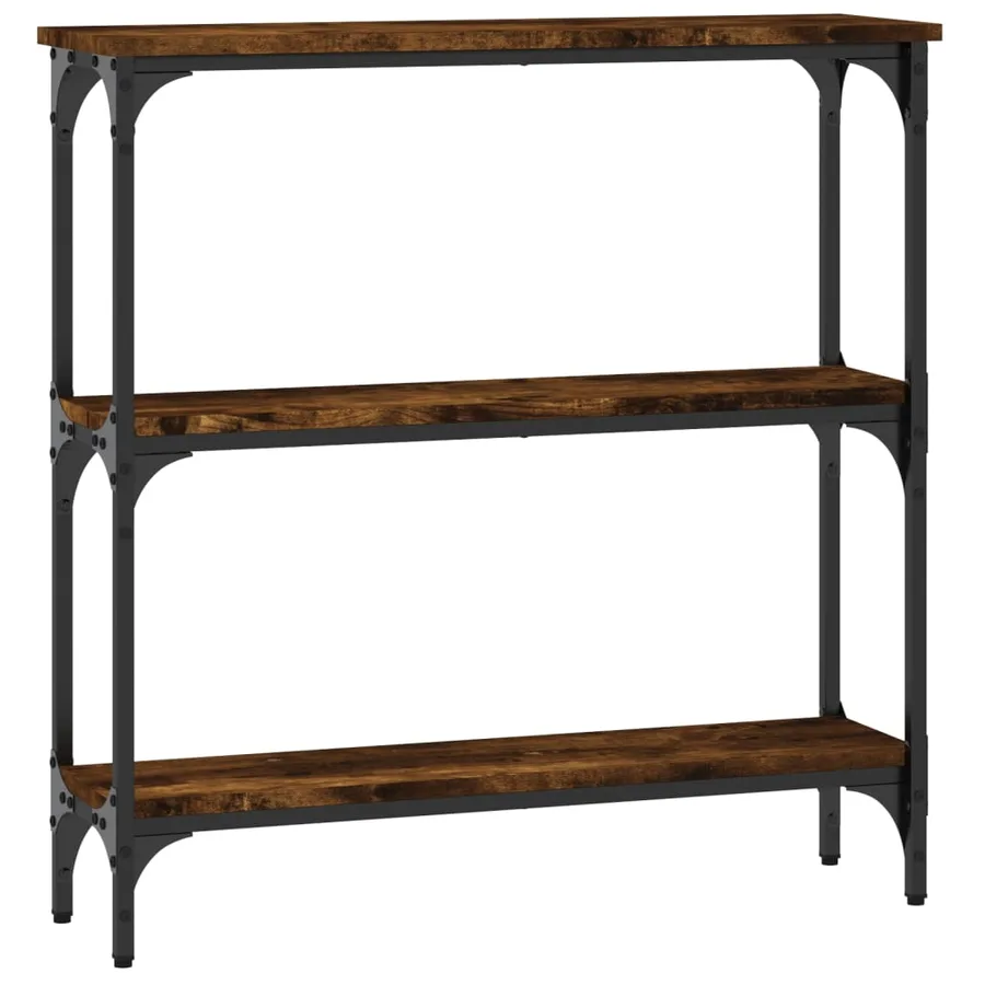 Table console chêne fumé 75x22,5x75 cm bois d'ingénierie - 6