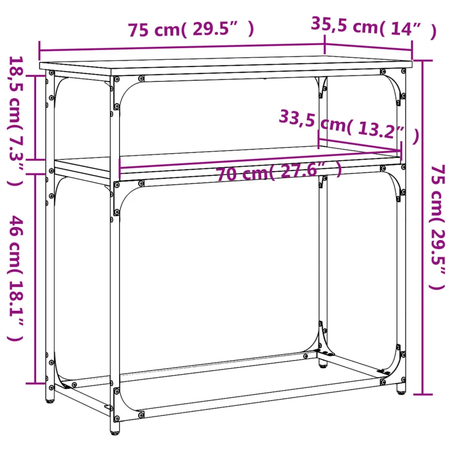 Table console noir 75x35,5x75 cm bois d'ingénierie - 9