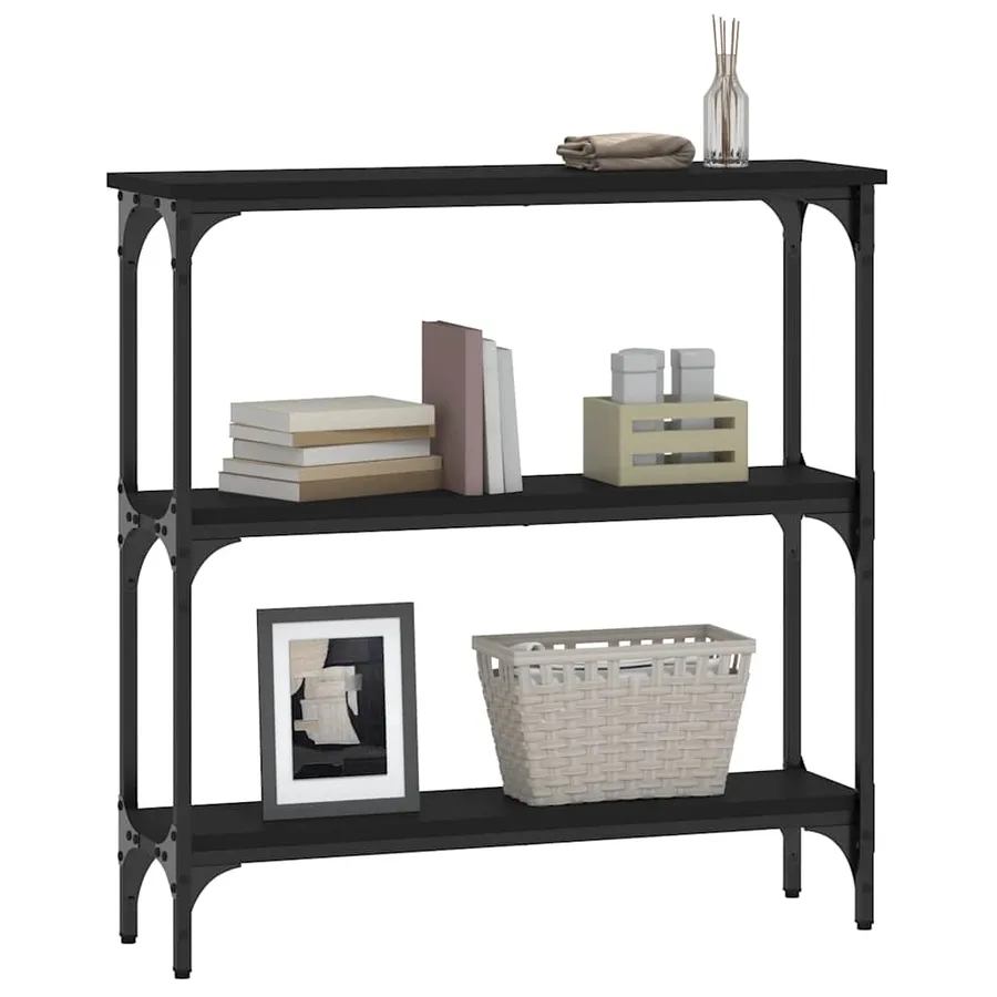 Table console noir 75x22,5x75 cm bois d'ingénierie - 3