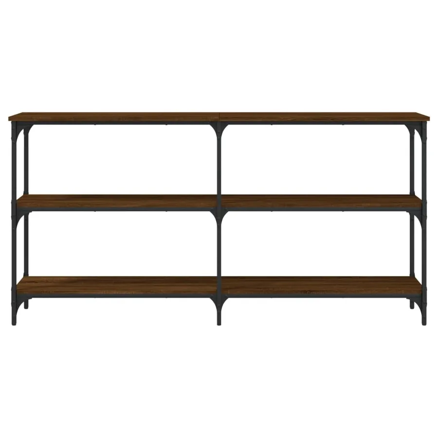 Table console chêne marron 150x29x75 cm bois d'ingénierie - 4