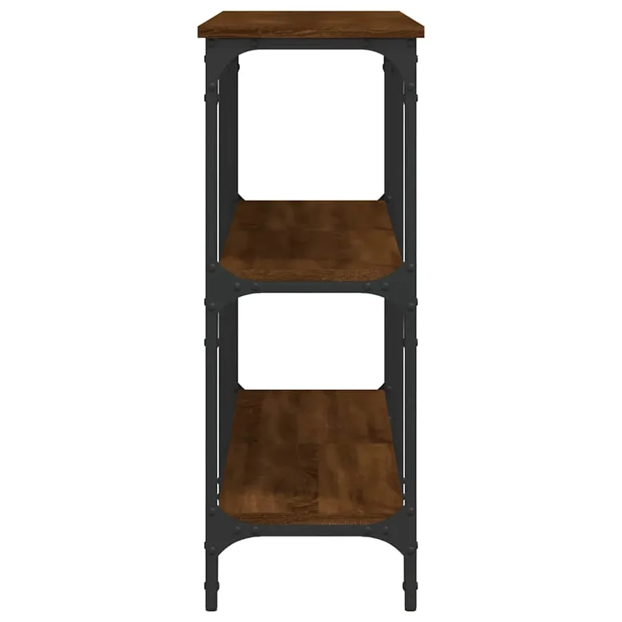 Table console chêne marron 150x29x75 cm bois d'ingénierie - 5