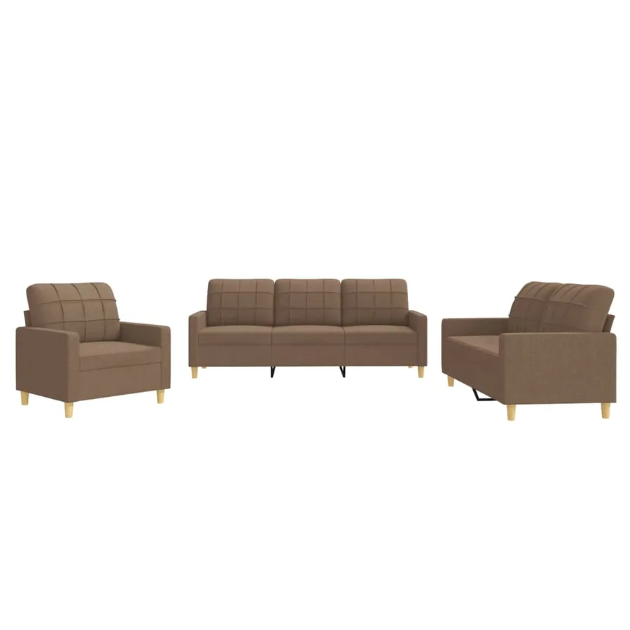 Ensemble de canapés 3 pcs avec coussins Marron Tissu - 2