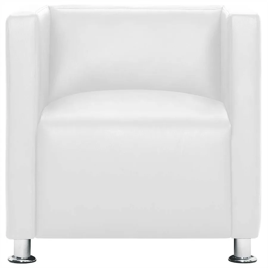 Fauteuil cube blanc simili cuir - 3