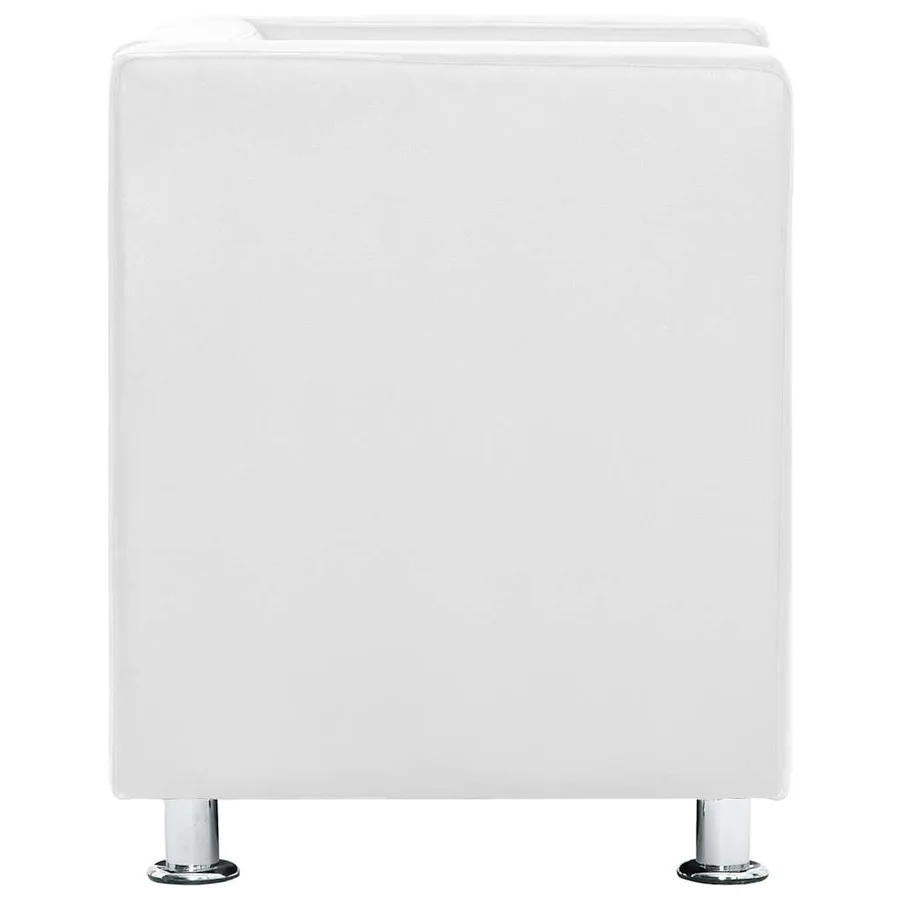 Fauteuil cube blanc simili cuir - 4
