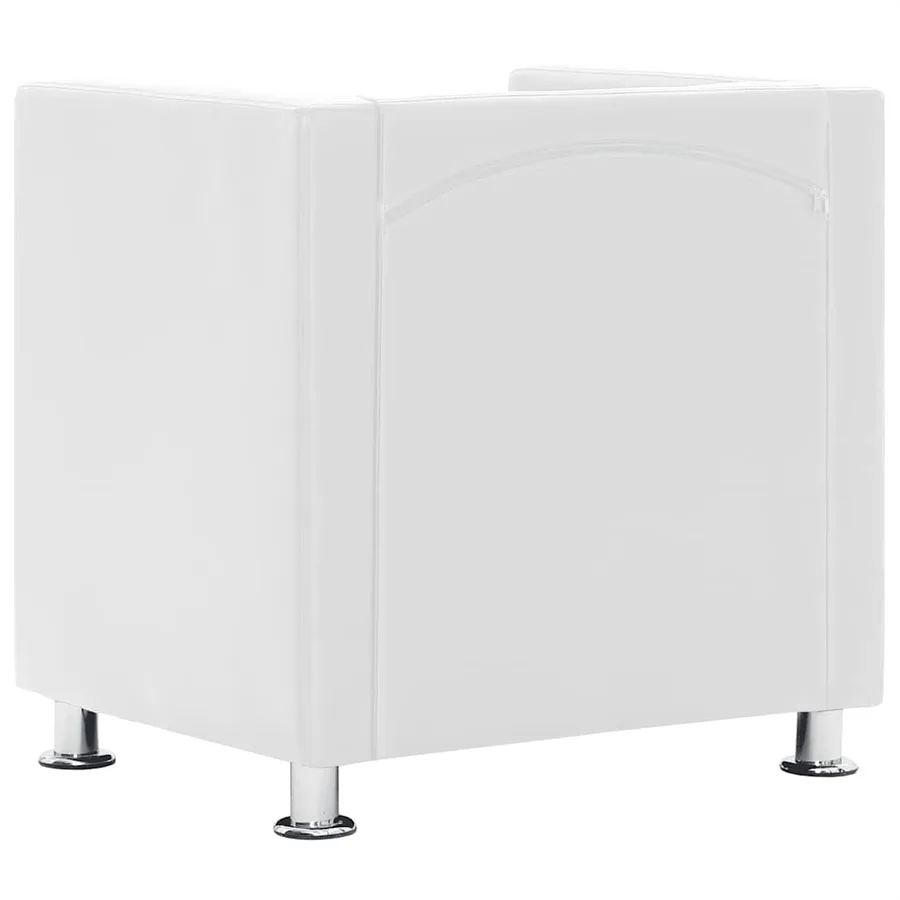 Fauteuil cube blanc simili cuir - 5