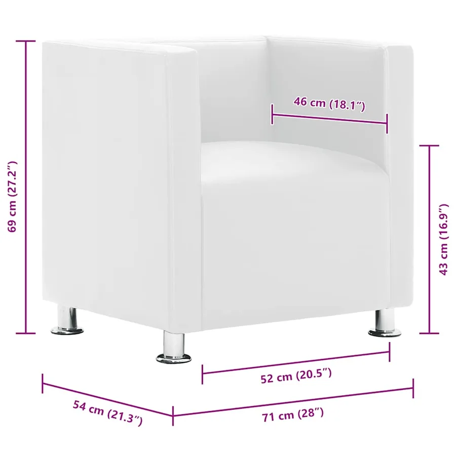 Fauteuil cube blanc simili cuir - 8