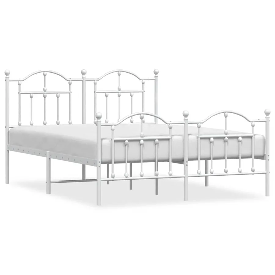 Cadre de lit métal sans matelas et pied de lit blanc 150x200 cm - 2