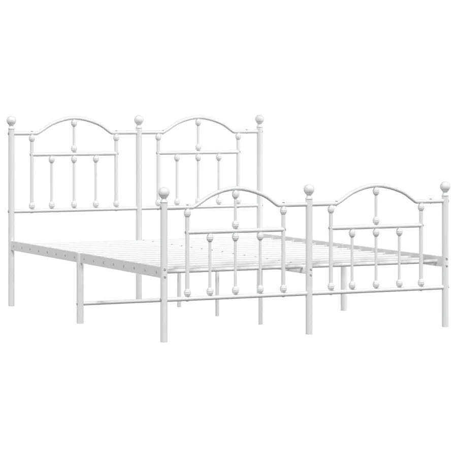 Cadre de lit métal sans matelas et pied de lit blanc 150x200 cm - 3