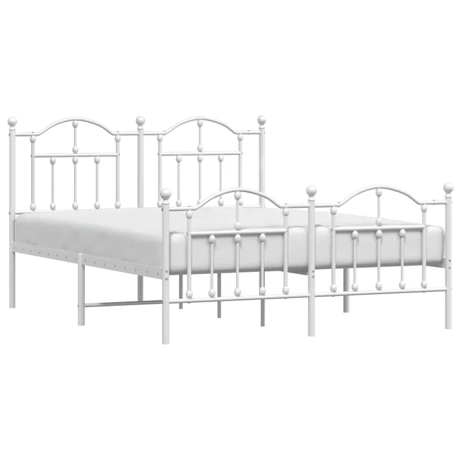 Cadre de lit métal sans matelas et pied de lit blanc 150x200 cm - 5