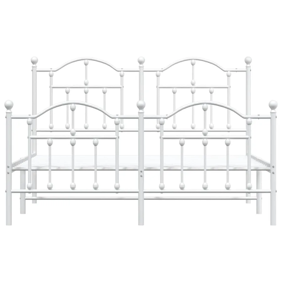 Cadre de lit métal sans matelas et pied de lit blanc 150x200 cm - 6