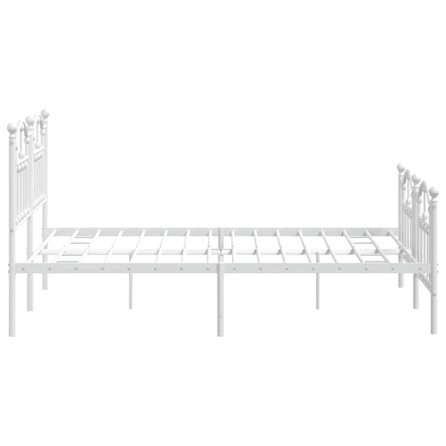 Cadre de lit métal sans matelas et pied de lit blanc 150x200 cm - 7