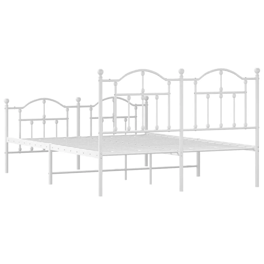 Cadre de lit métal sans matelas et pied de lit blanc 150x200 cm - 8