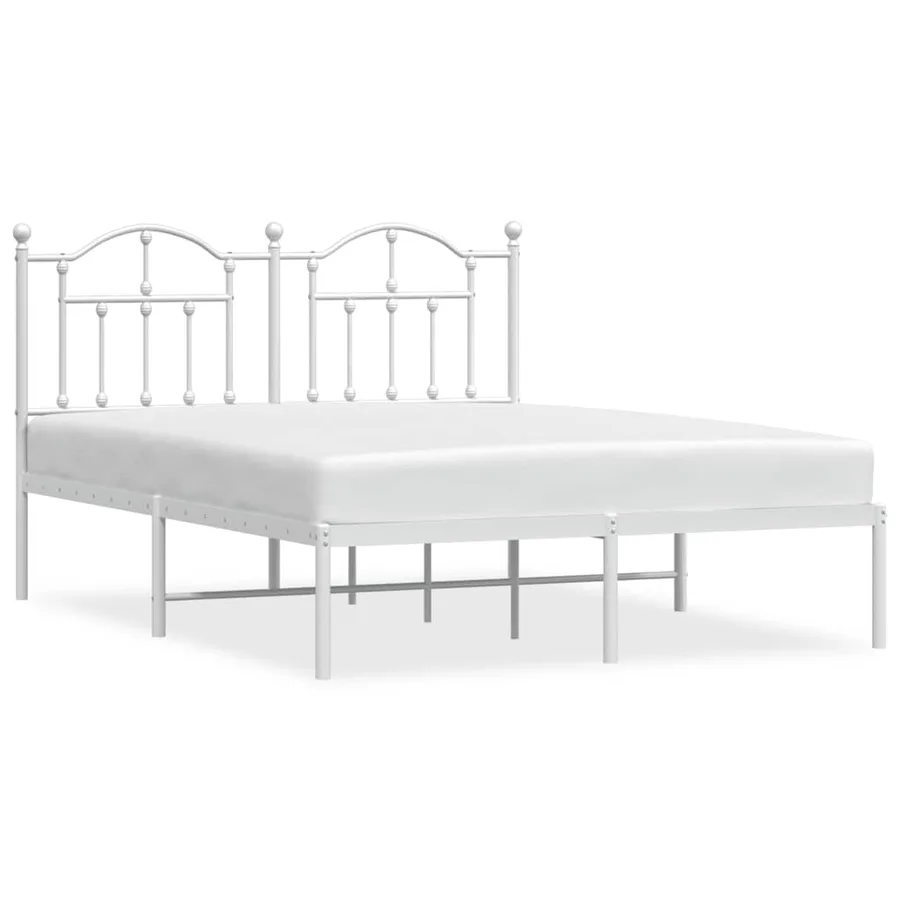 Cadre de lit métal sans matelas et tête de lit blanc 150x200 cm - 2