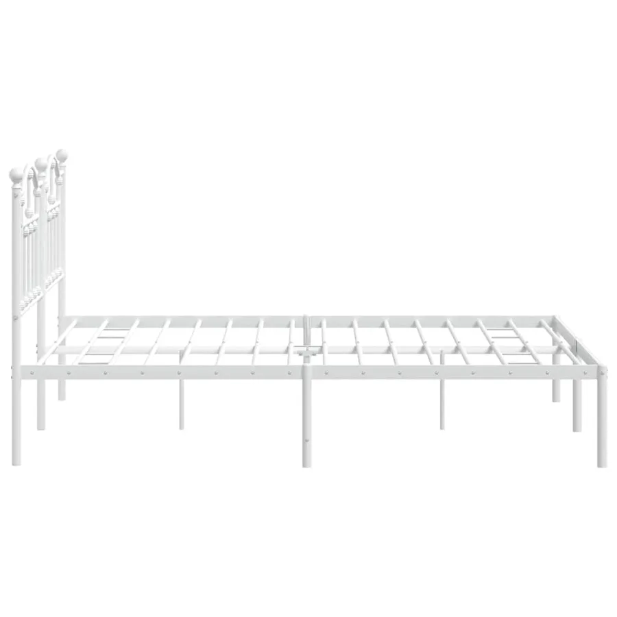 Cadre de lit métal sans matelas et tête de lit blanc 150x200 cm - 7