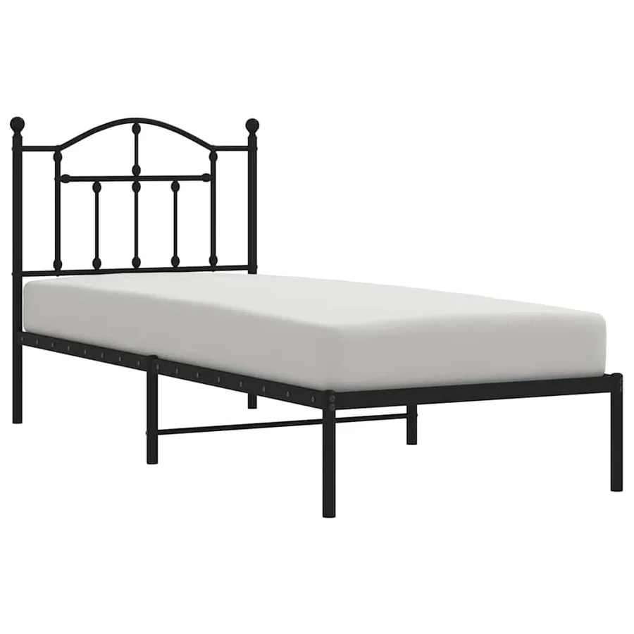 Cadre de lit métal sans matelas avec tête de lit noir 90x190 cm - 3