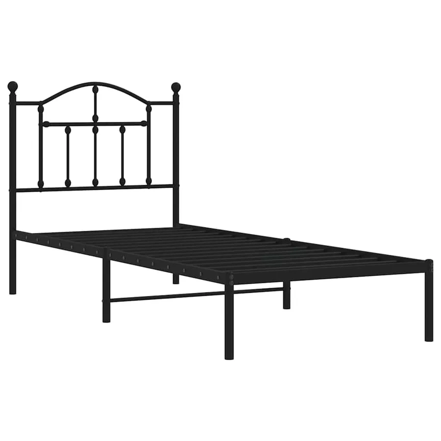 Cadre de lit métal sans matelas avec tête de lit noir 90x190 cm - 4