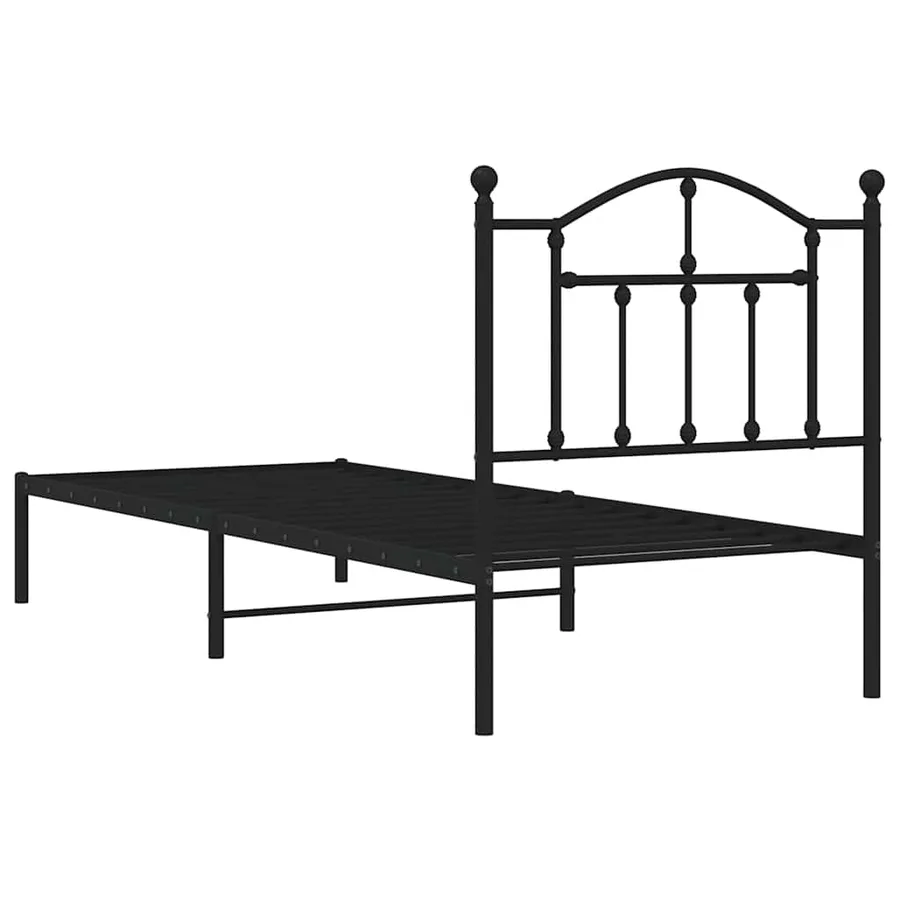 Cadre de lit métal sans matelas avec tête de lit noir 90x190 cm - 7