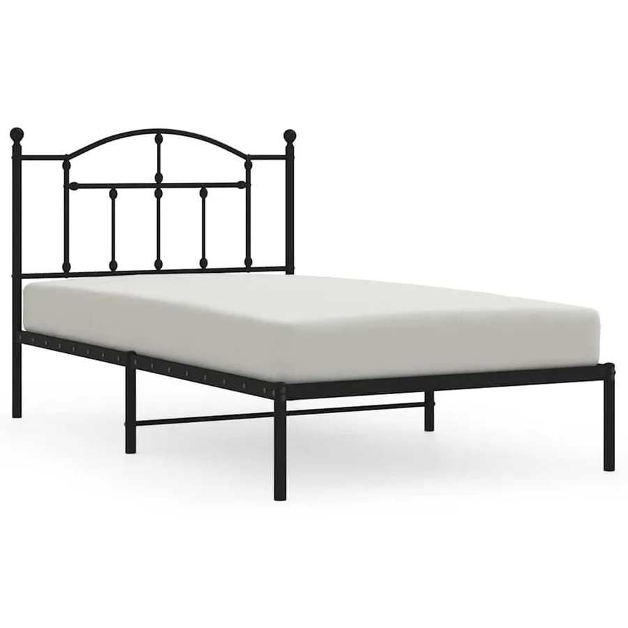 Cadre de lit métal sans matelas avec tête de lit noir 100x190cm - 2