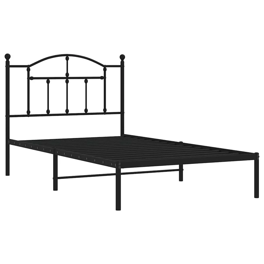 Cadre de lit métal sans matelas avec tête de lit noir 100x190cm - 3