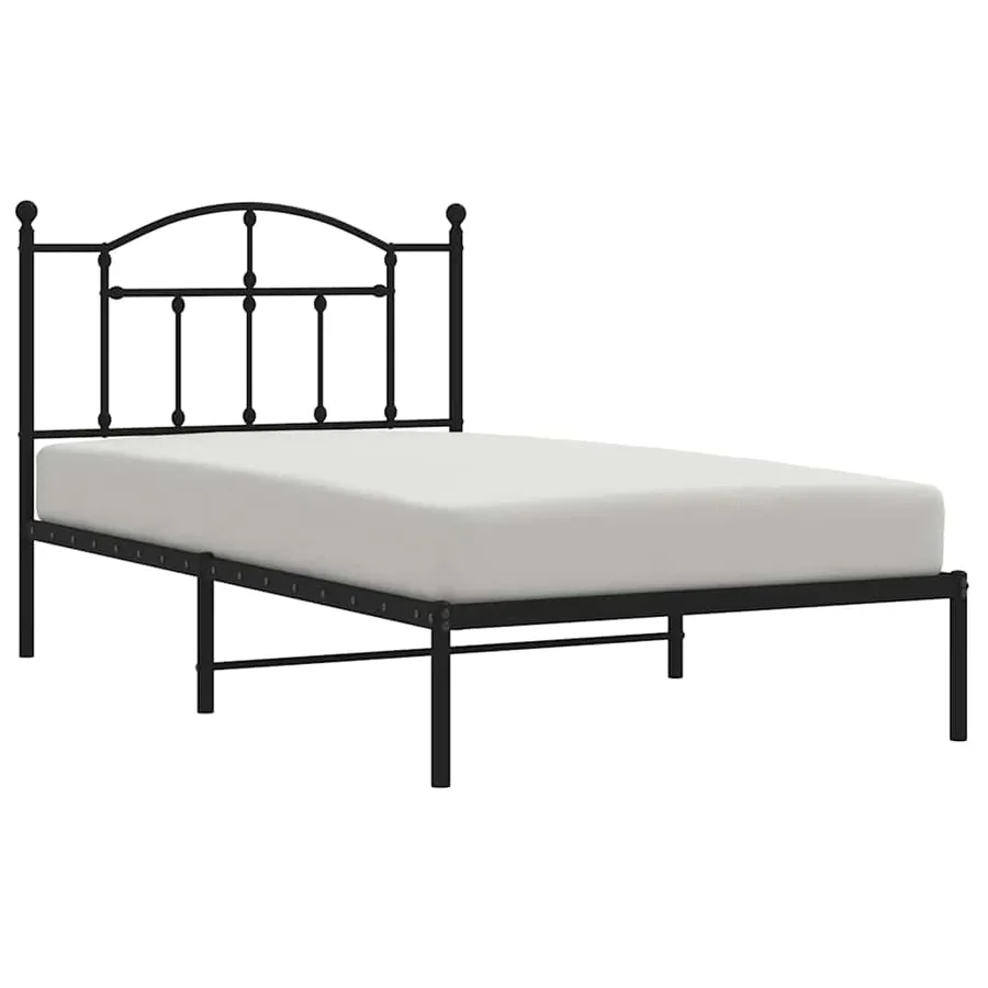 Cadre de lit métal sans matelas avec tête de lit noir 100x190cm - 5