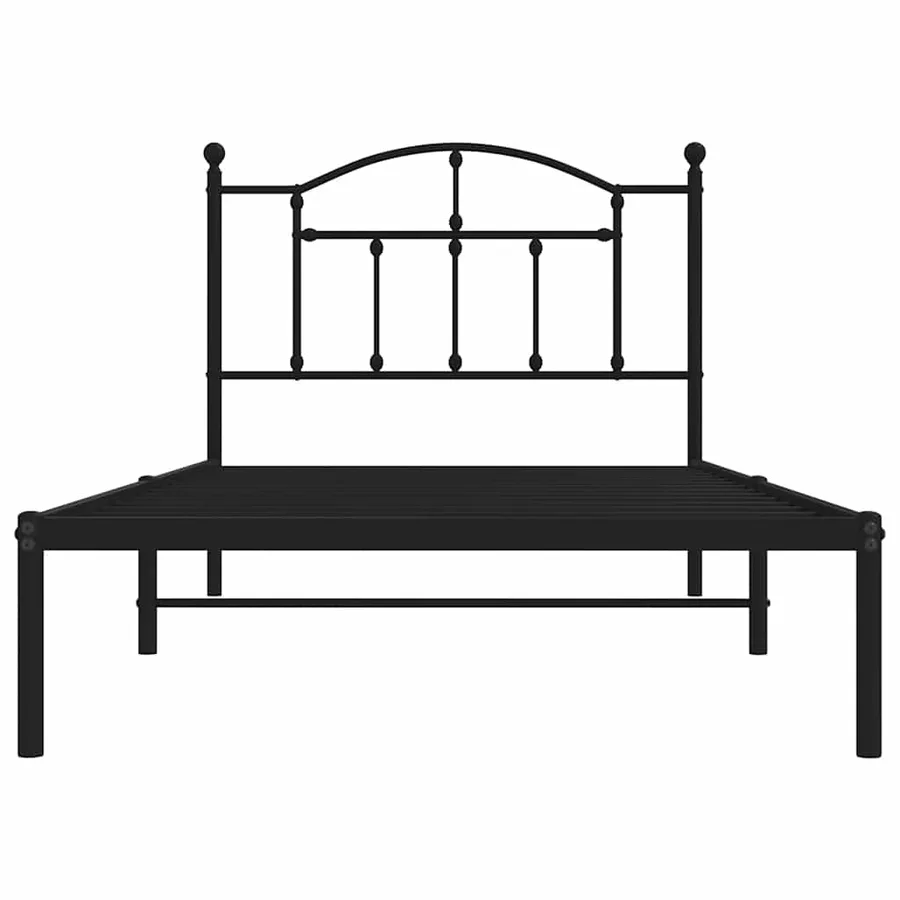 Cadre de lit métal sans matelas avec tête de lit noir 100x190cm - 6