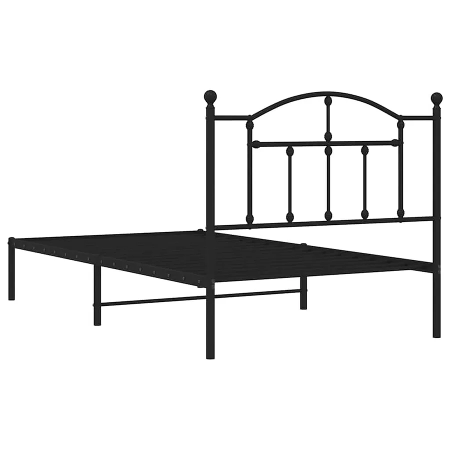 Cadre de lit métal sans matelas avec tête de lit noir 100x190cm - 8
