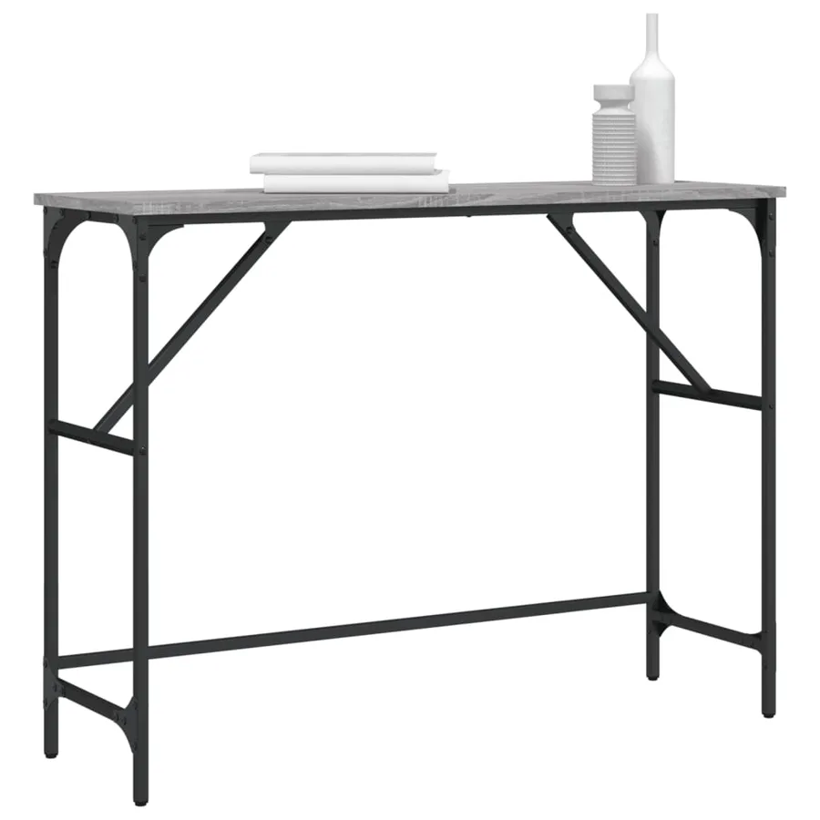 Table console sonoma gris 100x32x75 cm bois d'ingénierie - 3