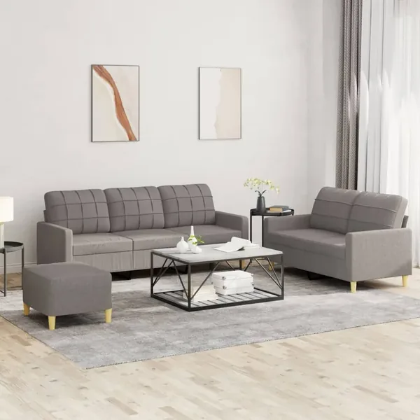 Ensemble de canapés 3 pcs avec coussins Taupe Tissu
