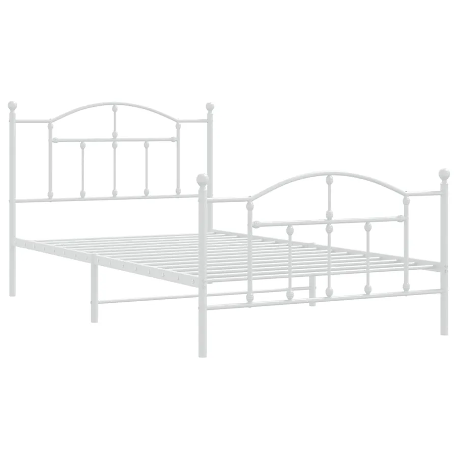 Cadre de lit métal sans matelas et pied de lit blanc 100x200 cm - 3