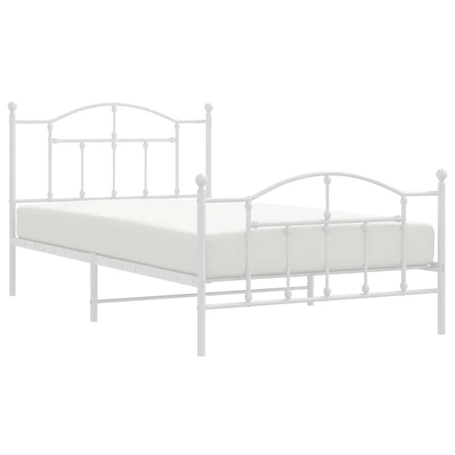 Cadre de lit métal sans matelas et pied de lit blanc 100x200 cm - 5