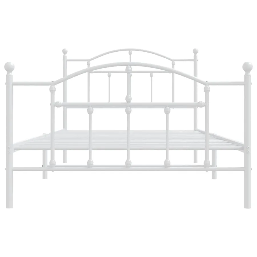 Cadre de lit métal sans matelas et pied de lit blanc 100x200 cm - 6