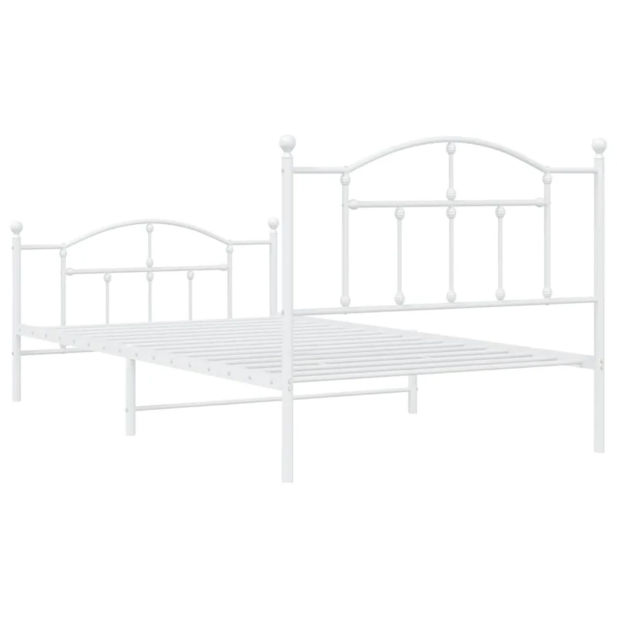 Cadre de lit métal sans matelas et pied de lit blanc 100x200 cm - 8