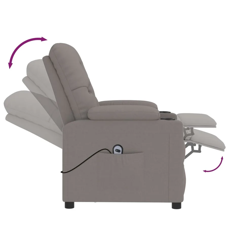 Fauteuil inclinable électrique Taupe Tissu - 7