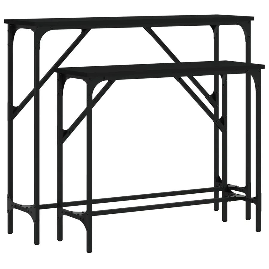 Tables console 2 pcs noir bois d'ingénierie - 2