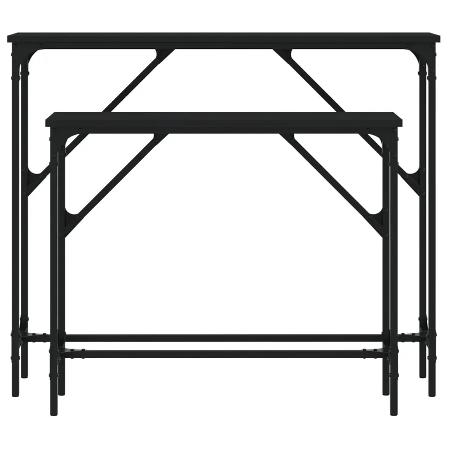 Tables console 2 pcs noir bois d'ingénierie - 4