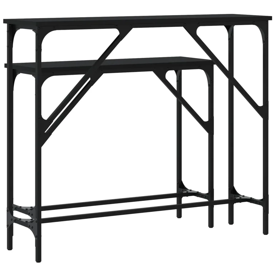 Tables console 2 pcs noir bois d'ingénierie - 6