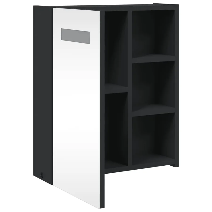 Armoire de salle de bain à miroir avec LED noir 45x13x52 cm - 5