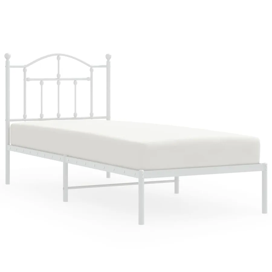 Cadre de lit métal sans matelas avec tête de lit blanc 80x200cm - 2