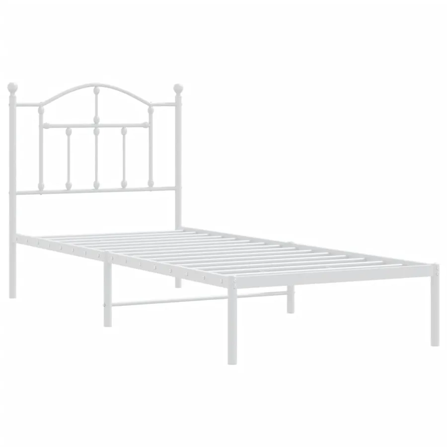 Cadre de lit métal sans matelas avec tête de lit blanc 80x200cm - 3
