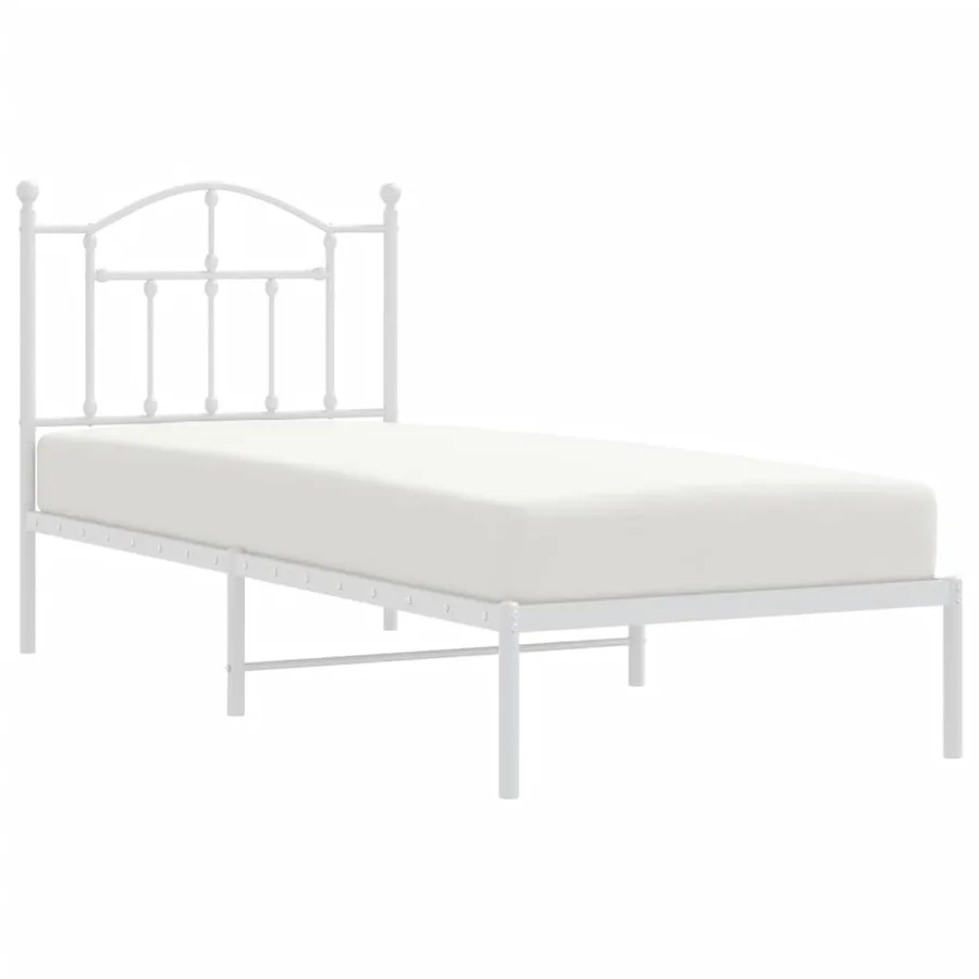 Cadre de lit métal sans matelas avec tête de lit blanc 80x200cm - 4