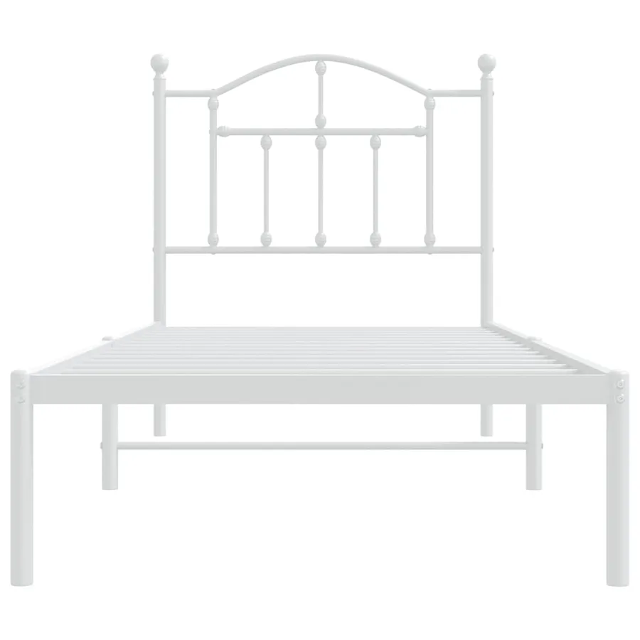 Cadre de lit métal sans matelas avec tête de lit blanc 80x200cm - 5