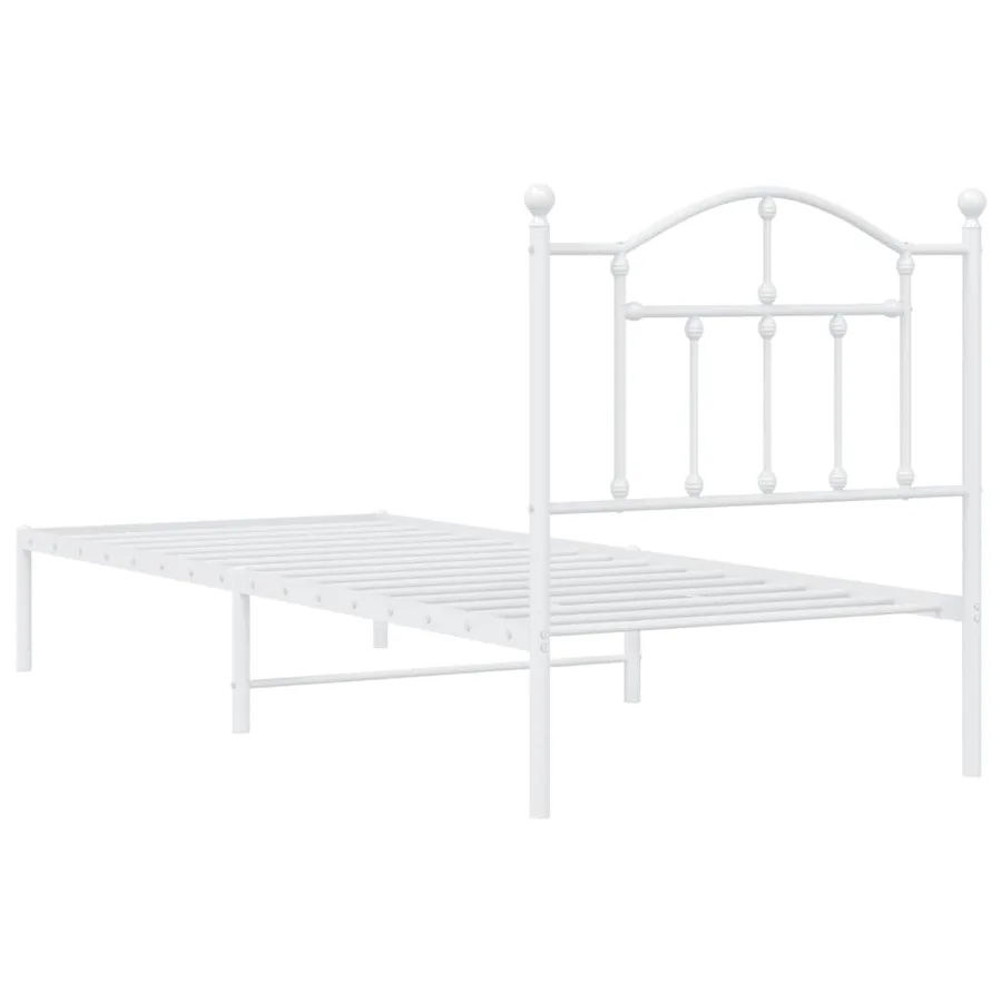Cadre de lit métal sans matelas avec tête de lit blanc 80x200cm - 7