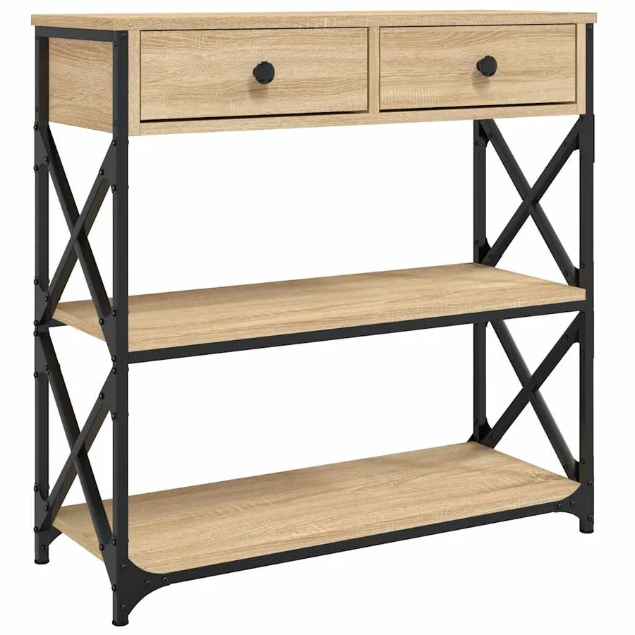 Table console chêne sonoma 75x28x75 cm bois d'ingénierie - 2