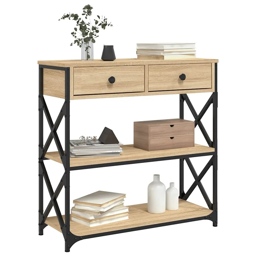 Table console chêne sonoma 75x28x75 cm bois d'ingénierie - 3