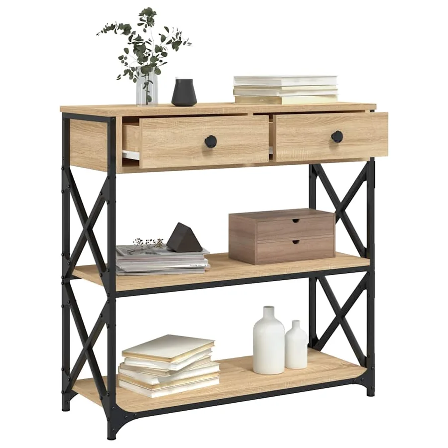 Table console chêne sonoma 75x28x75 cm bois d'ingénierie - 4