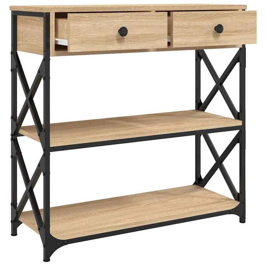 Table console chêne sonoma 75x28x75 cm bois d'ingénierie - 5