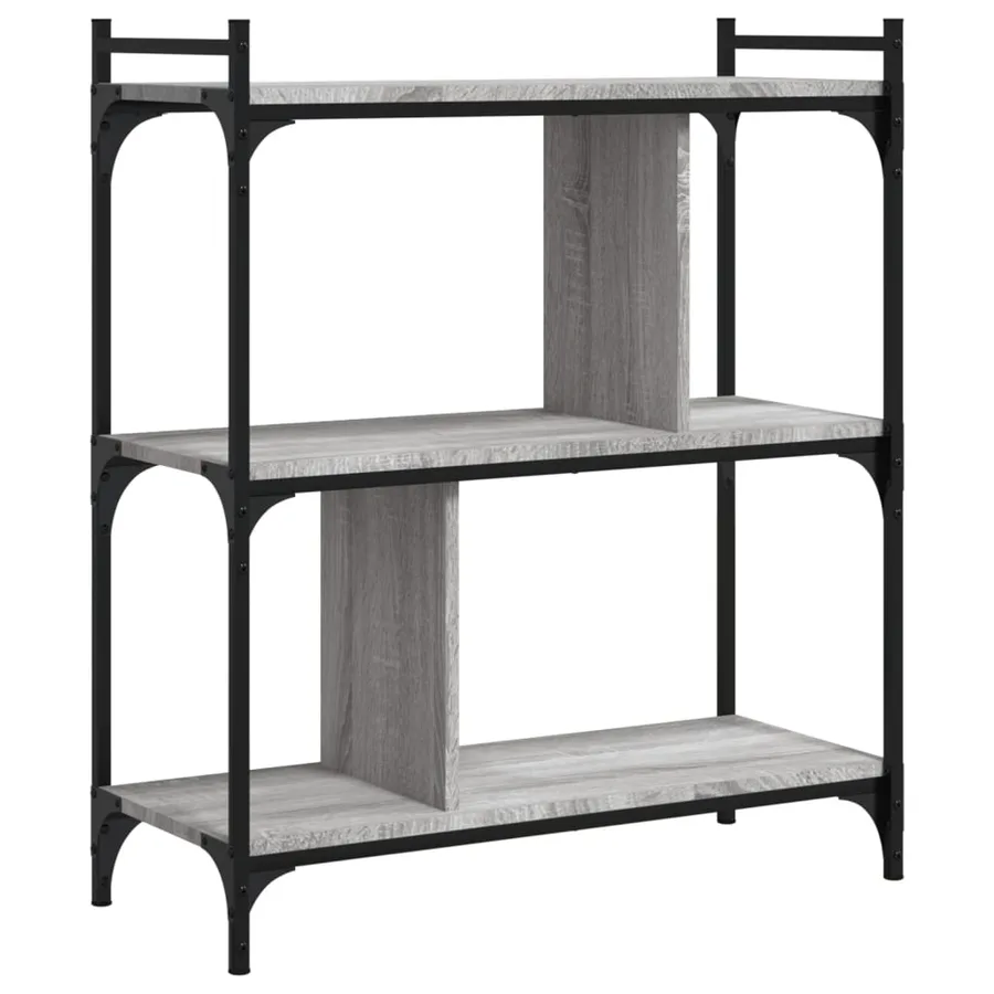 Bibliothèque 3 niveaux sonoma gris 76x32x88cm bois d'ingénierie - 2