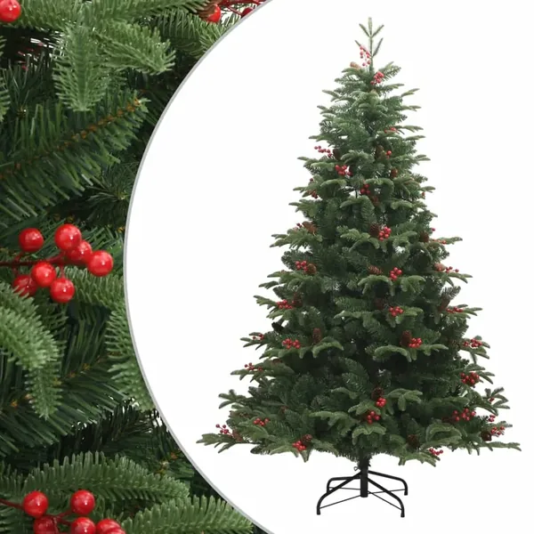 Sapin de Noël artificiel avec pommes de pin et baies 240 cm